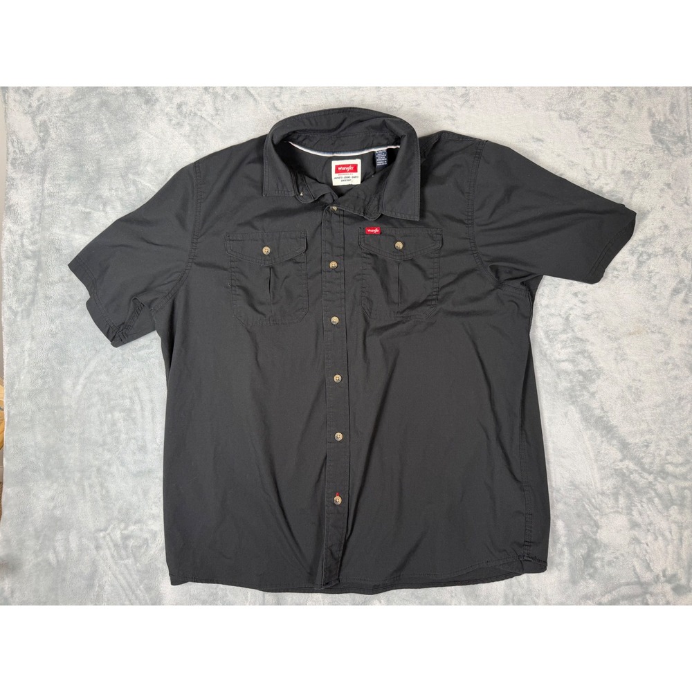 Wrangler Mens Black Short Sleeve Button Down Work Shirt XL 112367085